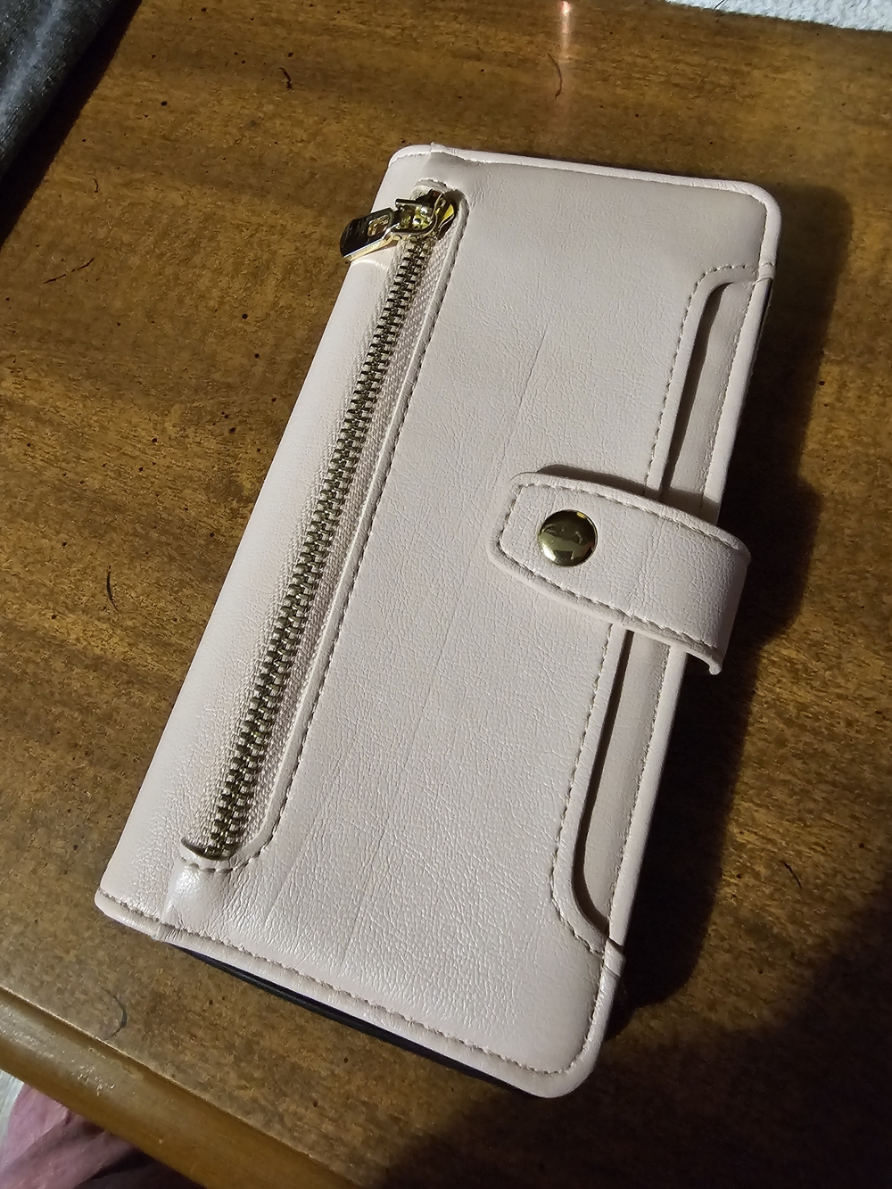 Women's Blush Pink Wallet Phone Case with Zip Pocket Galaxy Note 9
